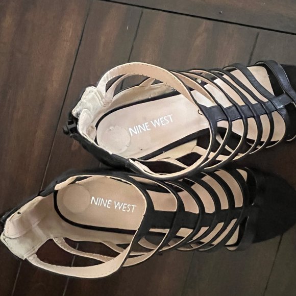 Nine West Gladiator Cage Ankle Booties - Black - 8M - Picture 2 of 6